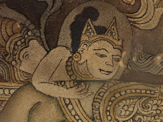 Pittura di sabbia, Arte del tempio Birmania, Carta, Metallo, Beige (foto 6 di 8)