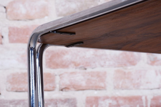 Restored Art Deco Dining Table, by M. Breuer for Thonet, Walnut, Germany, 1930s – Wood, Chrome (photo 3 of 7)