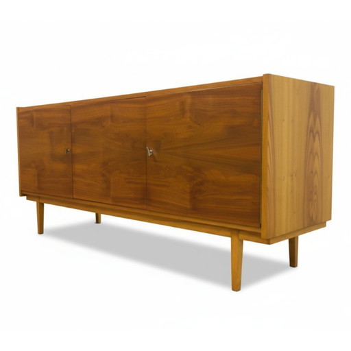 Retro Sideboard, Veneered Wood, Brussels Style, 1960s