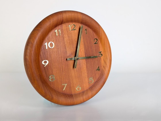 Image 1 of Originele Westminster Clocks Copenhagen wandklok uit het midden van de 20e eeuw (MCM) van teakhout