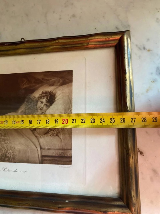 Antique Photogravure "Evening Prayer" after Émile Munier, Braun & Co., Gilded Wooden Frame (photo 6 of 6)