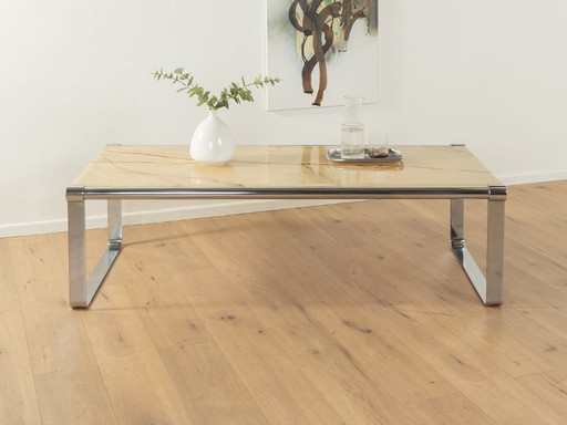 Tavolino da caffè in marmo onice anni '70, struttura cromata