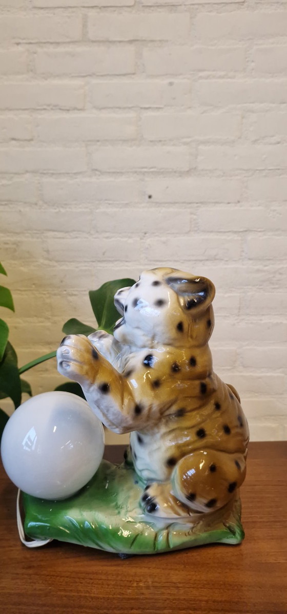 Image 1 of Lampe de table vintage unique - panthère