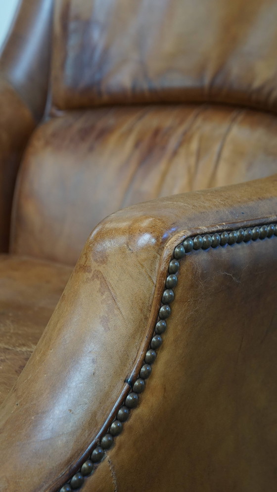 Image 1 of Vintage Fauteuil Gemaakt van Schapenleer