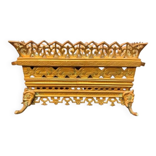 Bloempot. Massief brons. – plantenbak, Bronze, Wood