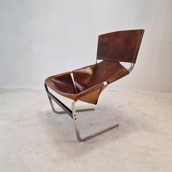 Image 1 of Paire de fauteuils vintage modèle F444 en chrome et cuir par Pierre Paulin pour Artifort, Pays-Bas 1960