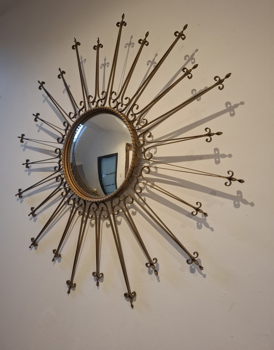 Image 1 of Seltener Chaty Vallauris Sonnenspiegel 77cm signiert konvexes Glas 1955