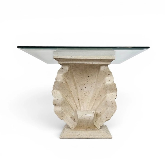 Magnussen Ponte consola o base de mesa en forma de concha con tapa de cristal original – Glass, Postmodern (photo 9 of 15)