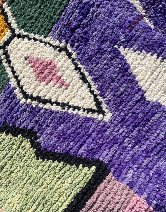 Image 1 of Uniek Handgemaakt Berber Tapijt – 100% Wol – 250 x 150 cm – Abstract & Kleurrijk Boujaad Design – Atlas Gebergte