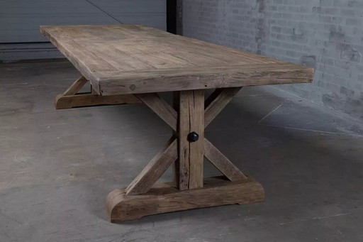 Table de Ferme en Chêne Massif Ancien, Pieds Étoile - 300 cm