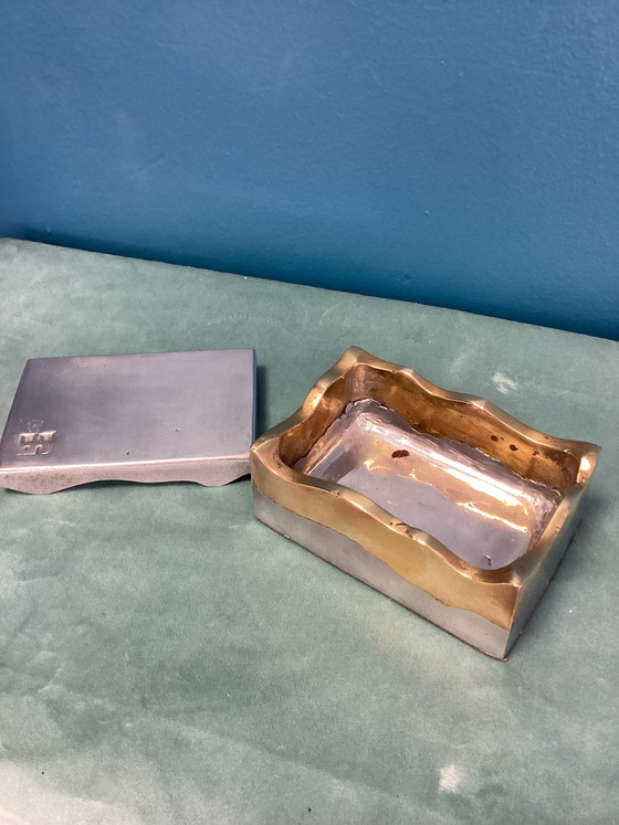 Image 1 of David Marshall Schmuckkästchen, massives Messing, Aluminium, brutalistisches Design