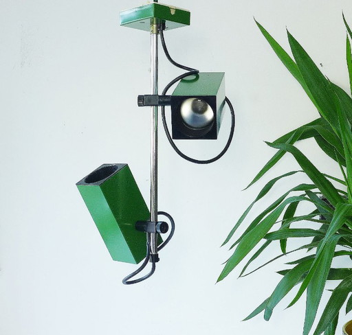 Vintage Hängelampe Deckenlampe 2 Spot Philips NPD 69 Lampe Grün – plafondlampen, Metal