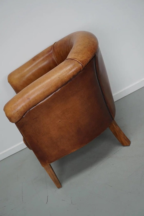 Image 1 of Vintage Nederlandse cognackleurige leren clubfauteuil