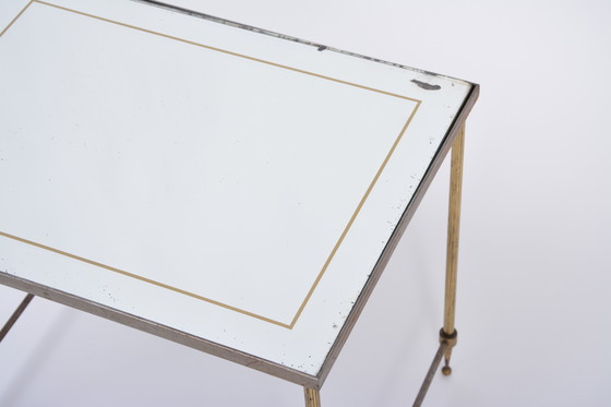 Image 1 of Hollywood Regency Brass and Glass Nesting Tables in the Style of Maison Jansen, Set of 3