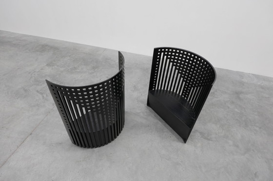 Image 1 of Pair of black Mackintosh Willow chairs by Atelier International, Italy 1980s