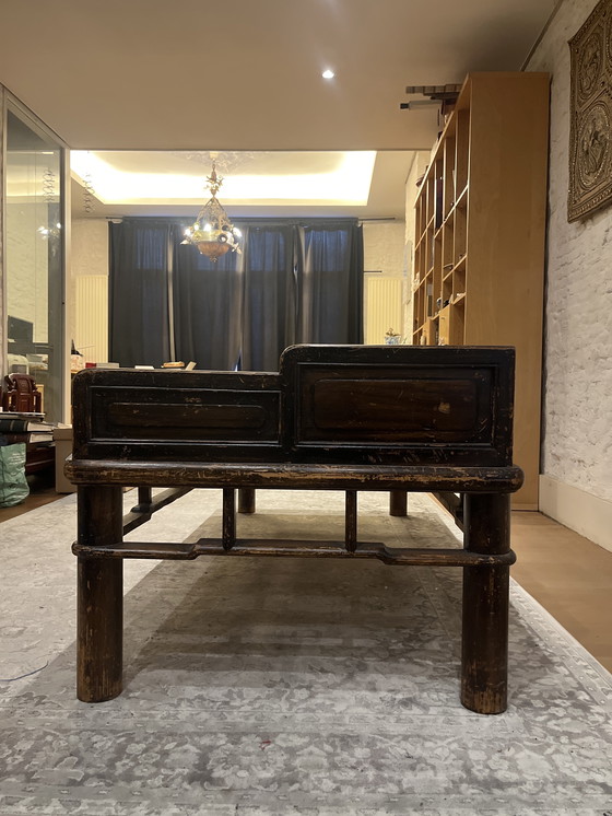 Image 1 of Cama/opio de madera de olmo al estilo de las dinastías Ming y Qing chinas