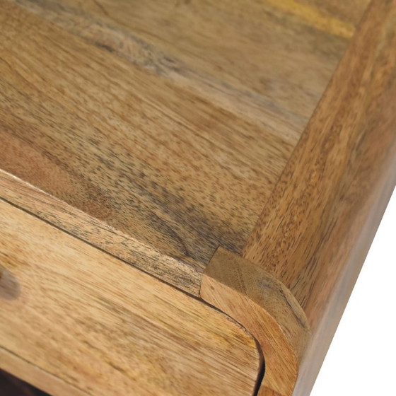 Image 1 of Mini Floating Mango Wood Nightstand with Open Compartment – ​​Oak Finish