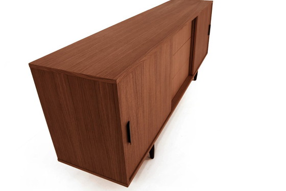 Image 1 of Dressoir gebeitst teak T-S05 schuifdeur en 3 laden