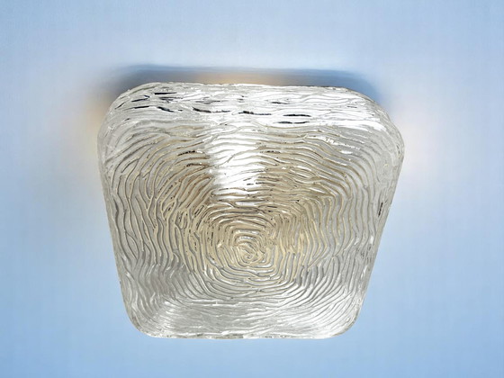 Image 1 of Vierkante helder glazen inbouwlamp voor lage plafonds of wand, 1990