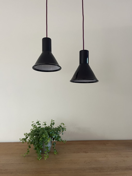 Vintage Holmegaard P&T pendant set of 2 - Michael Bang - Danish design lamp