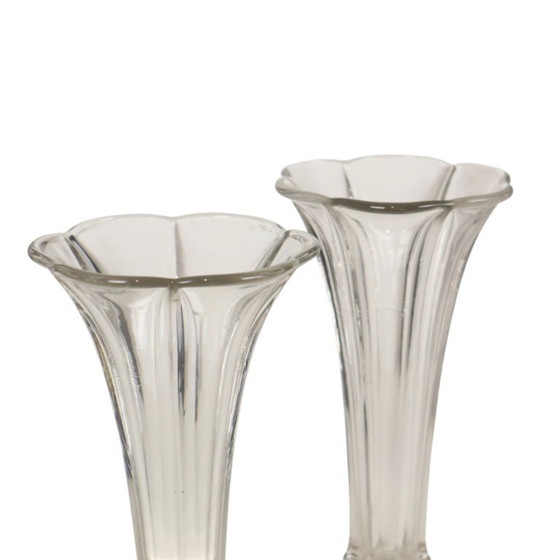Pair of Clear Vases Val Saint Lambert Luxval Americain 23cm – Glass (photo 8 of 13)