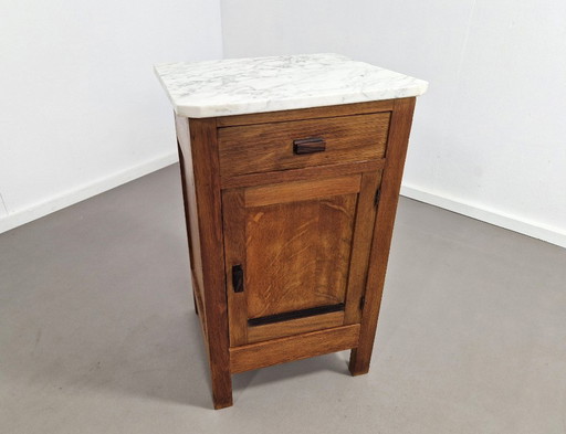 Art Deco Halkastje | Nachtkastje – Marble, Wood
