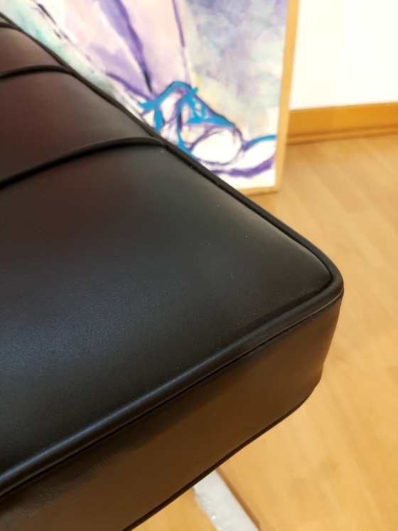 Image 1 of Knoll Set Barcelona New-Never Used Black Leather Design by Ludwig Mies Van Der Rohe and Lilly Reich (1929)