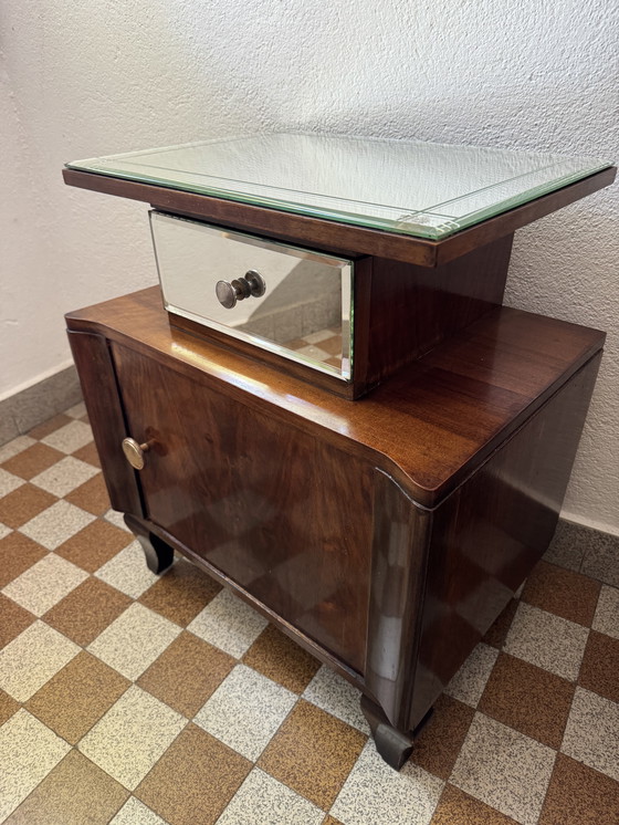 Image 1 of Nachtkastje in art-decostijl van gespiegeld hout