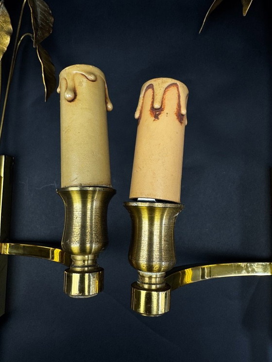 Image 1 of Coppia di appliques Maison Charles "Lauriers", 1960 circa