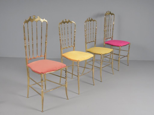 Juego de 4 sillas Chiavari, Italia, década de 1960