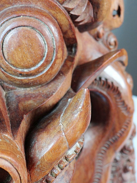 Grande maschera da parete vintage Barong di Bali in legno intagliato 1960-1980 – Decorazioni murali, Wood (photo 11 of 15)