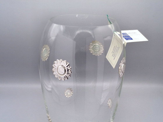 Image 1 of 30cm-high glass vase with 925 silver sunflowers