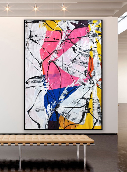 The Pink Flame - XXL – schilderijen tekeningen, Canvas, Abstract