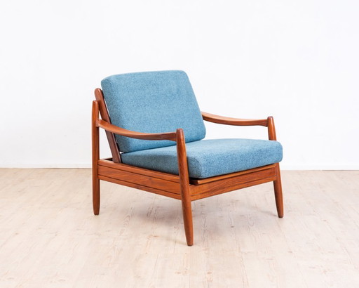 Fauteuil lounge Easychair en teck bleu des années 1960