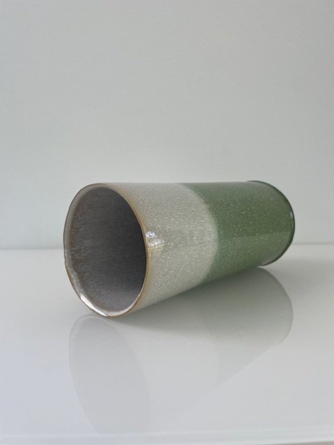 Image 1 of Vase en céramique fait main - émail gris et vert de mer