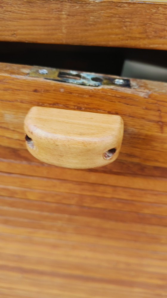 Image 1 of Vintage Industriële Oude Antieke Eikenhout Archiefkast Rolluikkasten