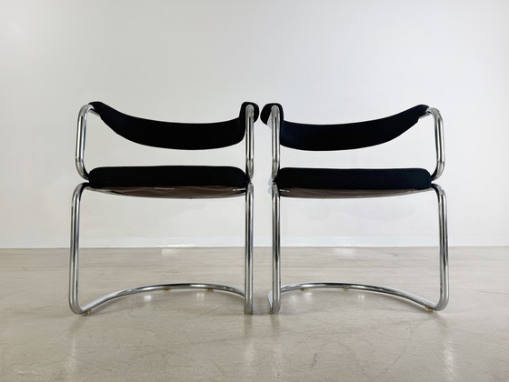 Image 1 of Set van 2 Bauhaus sledestoelen chroom midcentury vintage