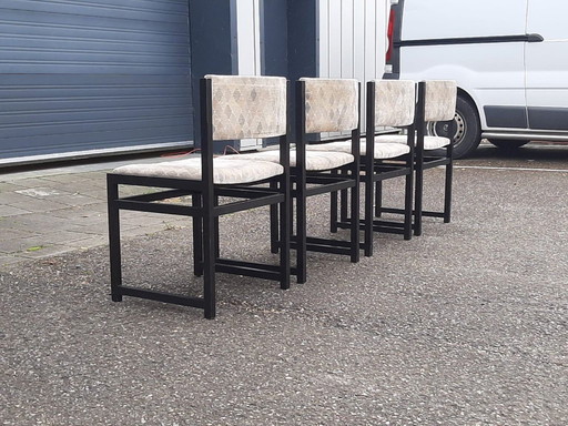 Brutalist dining chair style De Coene Belgium 1970s, set of 4
