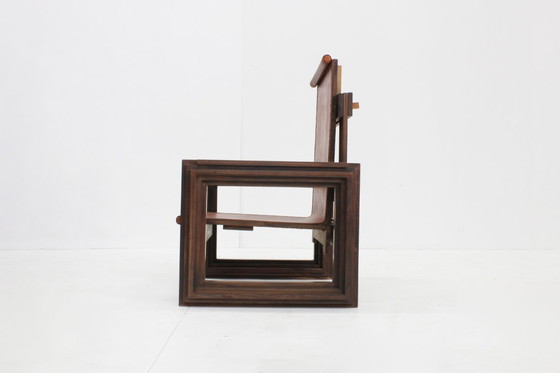 Image 1 of Vintage sculpturale leren fauteuil van Anacleto Spazzapan, Italië jaren 70