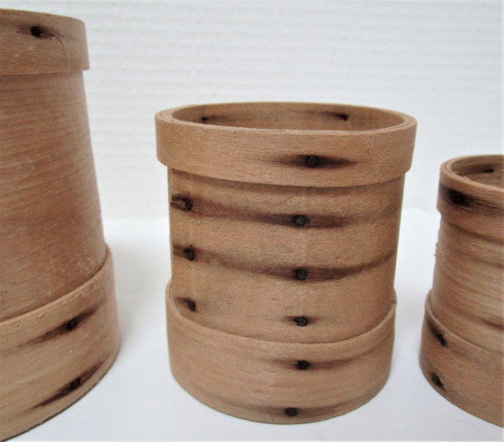 Image 1 of cinq boîtes gigognes bois patiné vintage