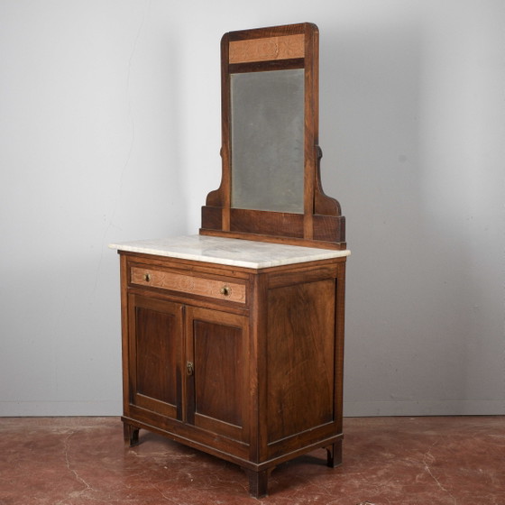 Small vanity cabinet with mirror and marble top – Sideboard, Wood, Klassiek (photo 3 of 20)