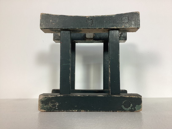 Image 1 of Jaren ‘30 vintage weiblok kruk melkkruk blokdruk 