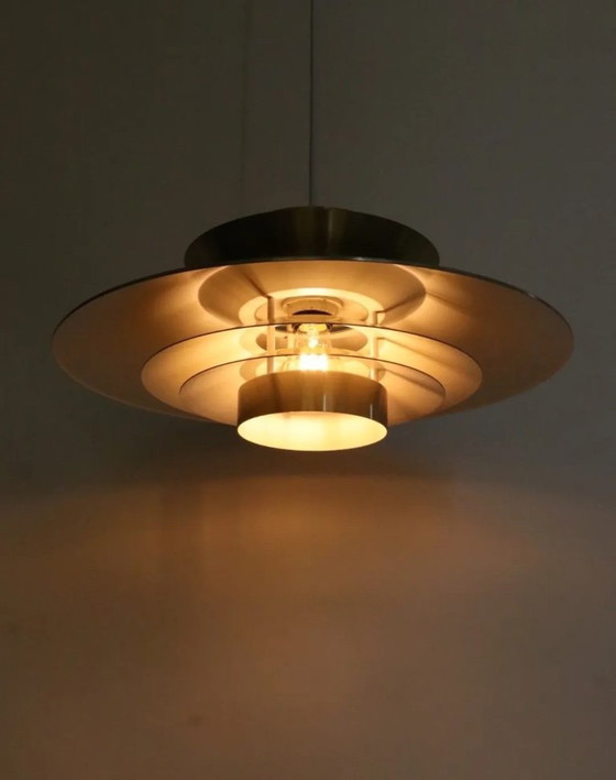 Image 1 of Vintage Danish brass pendant lamp bowl lamp retro