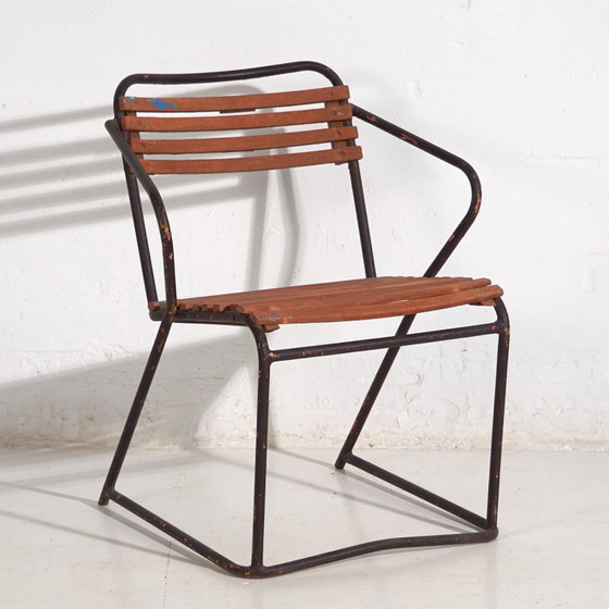 Antiker Outdoor-Stuhl mit Armlehnen (ca. 1920) – Gartenstühle, Wood, Iron (photo 8 of 30)