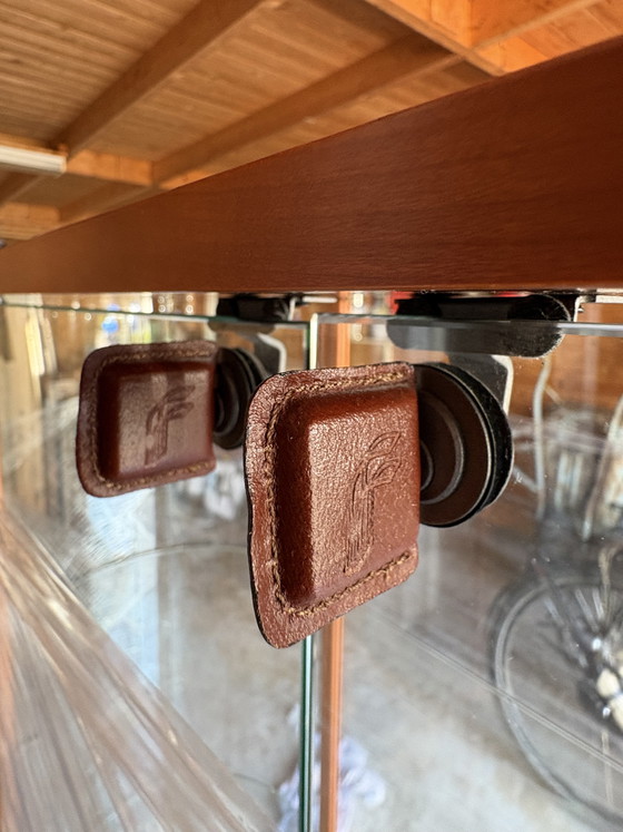 Image 1 of Vintage Fiam Italia oval cherry wood and glass display cabinet