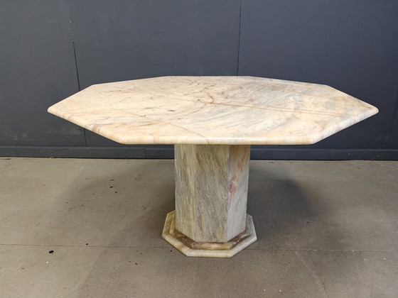 Image 1 of Octogonal italian marble dining table 1970s