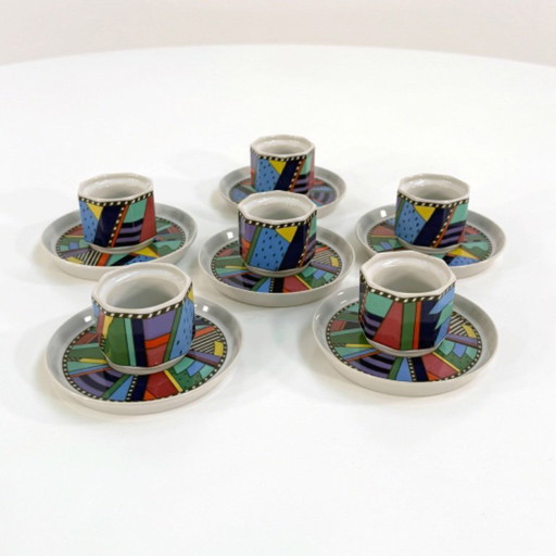 6 Espresso Cups and Saucers Metropol by Barbara Brenner for Rosenthal, 1990s