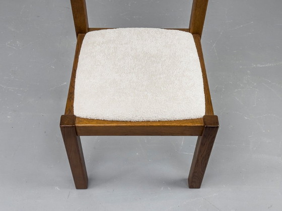 Image 1 of Brutalist Smoked Oak Dining Chairs, 1970s Set of 6
