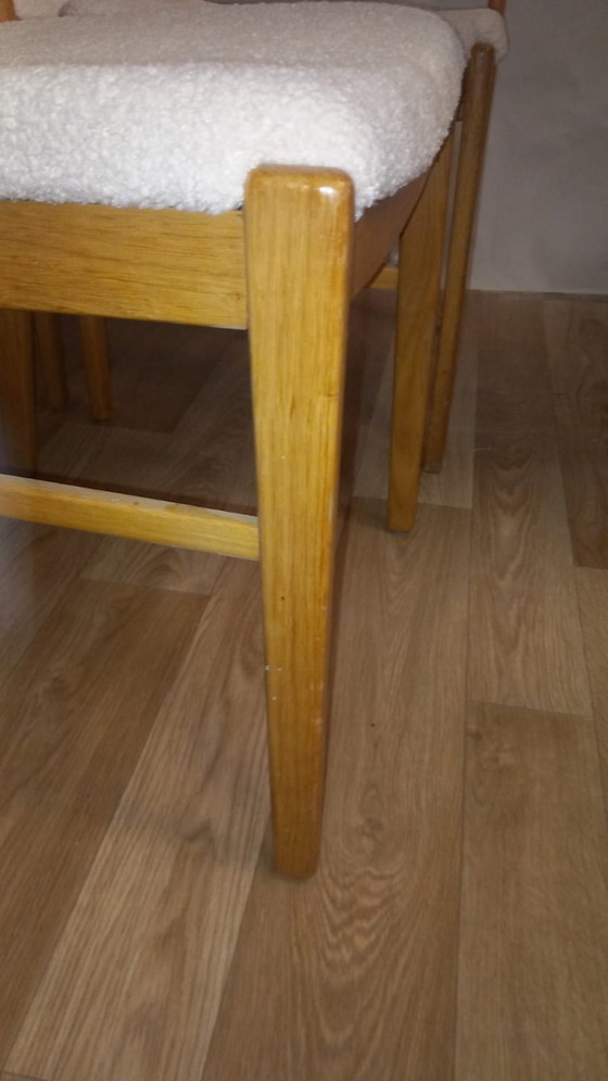 Image 1 of Set van 4 vintage stoelen van imitatieschapenvacht 1960 Denemarken