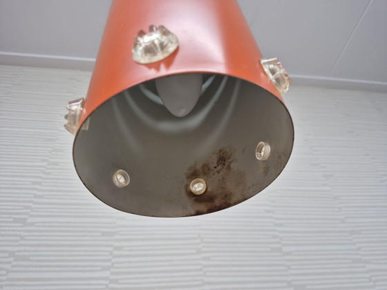 Vintage Space Age orange cylinder Pendant lamp. – Metal, Plastic (photo 8 of 9)